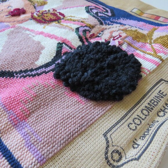 Colombine with Red Rose Creations Margot de Paris Vintage French Needlepoint - Picture 7 of 10